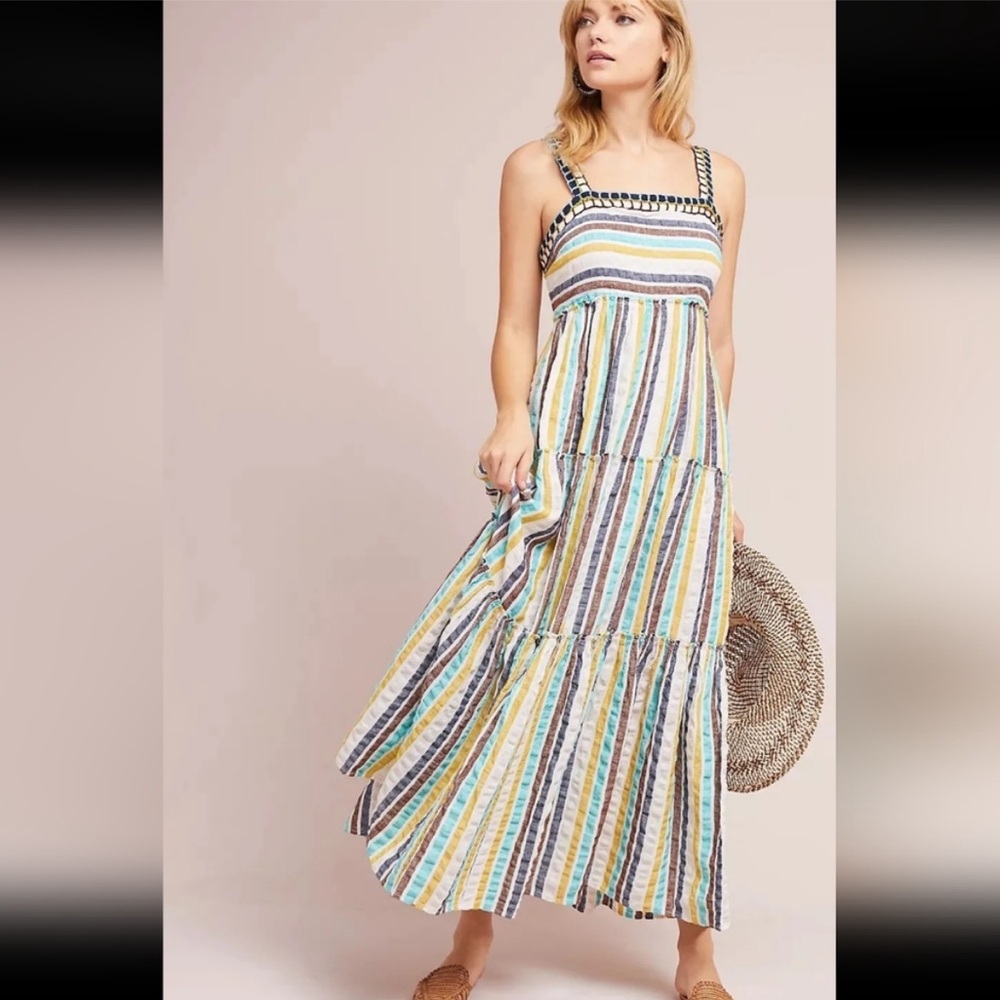Anthropologie Tianna Tiered Maxi Midi Dress
